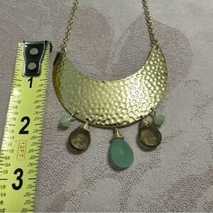 Kevia 18K Gold Plated Crescent Pendant w Teardrops necklace NWT $200